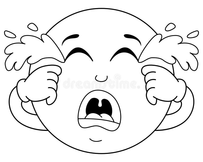 coloring sad crying smiley emoticon stock vector