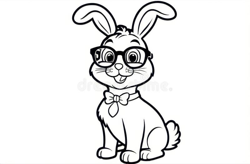 Coloring Sheet of an Easter Bunny with Glasses Stock Illustration ...