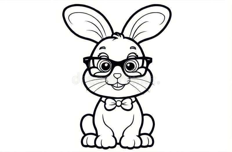 Coloring Sheet of an Easter Bunny with Glasses Stock Illustration ...
