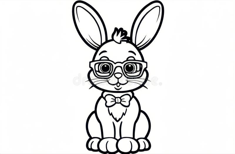 Coloring Sheet of an Easter Bunny with Glasses Stock Illustration ...