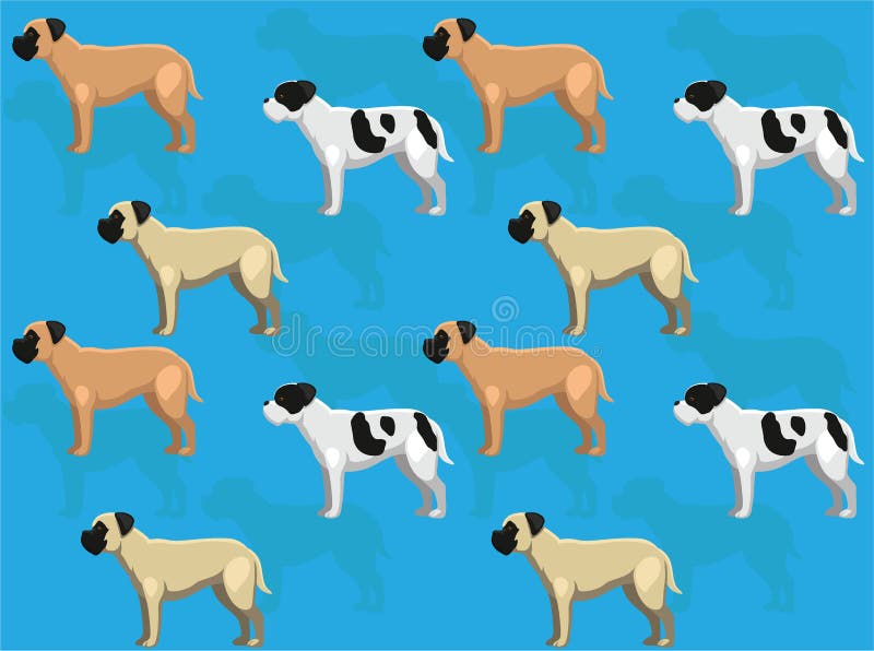 Coloring Variations Mastiff Seamless Wallpaper Background Stock Vector