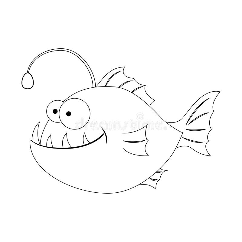 Colorless Funny Cartoon Anglerfish. Cartoon Fish Stock Vector -  Illustration of artwork, aquatic: 114124326