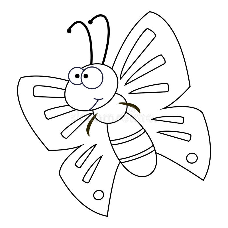 Colorless Funny Cartoon Butterfly. Stock Vector - Illustration of daisy ...
