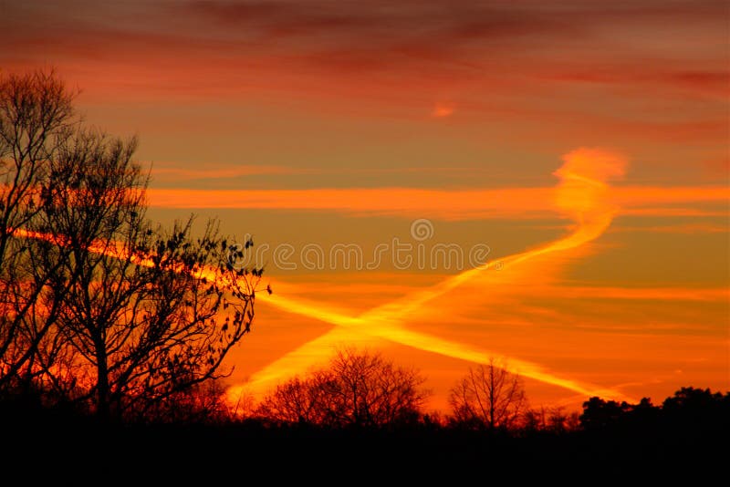 Colors cross the evening sky