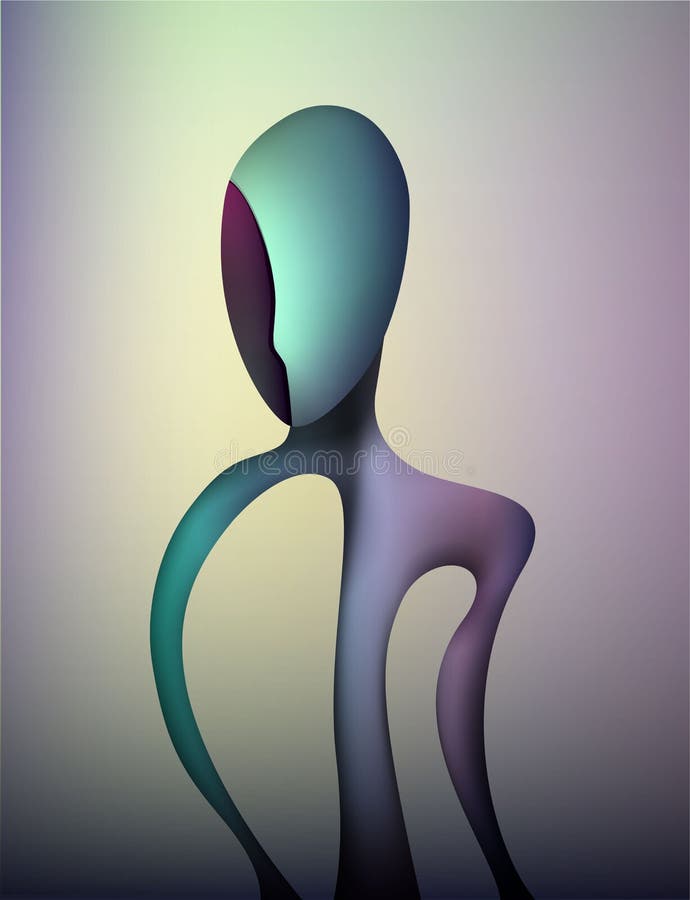 Colors and shape of emotions concept, human feels happiness, abstract man shape, surrealism royalty free illustration Colors and shape of emotions concept, human feels happiness, abstract man shape, surrealism royalty free illustration