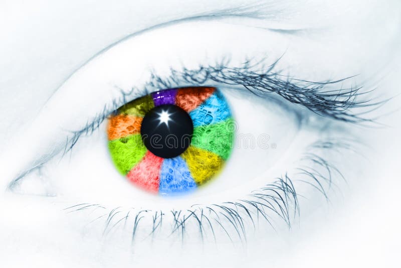 Krásné ženské oko barevné duhy různých barev.