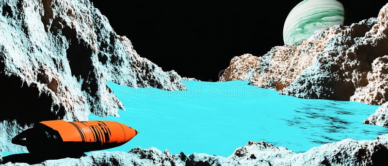 Colossal Alien Spacecraft Parked in the Shadow of an Unknown Planet royalty free stock photography