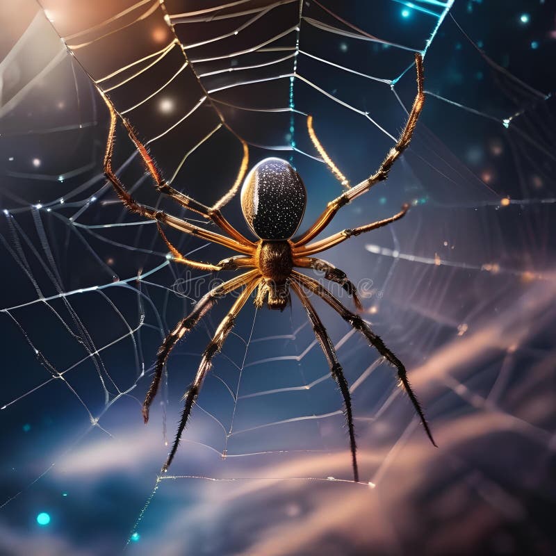 A colossal cosmic arachnid, spinning interstellar webs that connect distant realms of the universe2 stock illustration