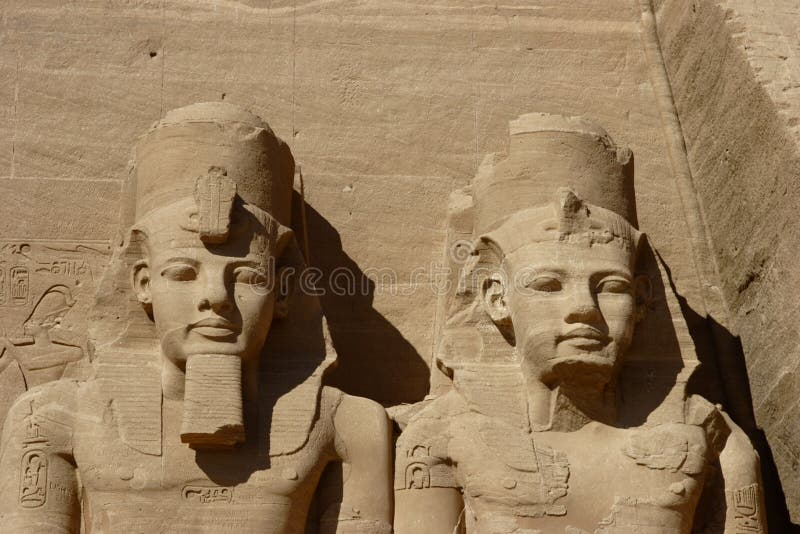 Colossal statues detail at Abu Simbel temple