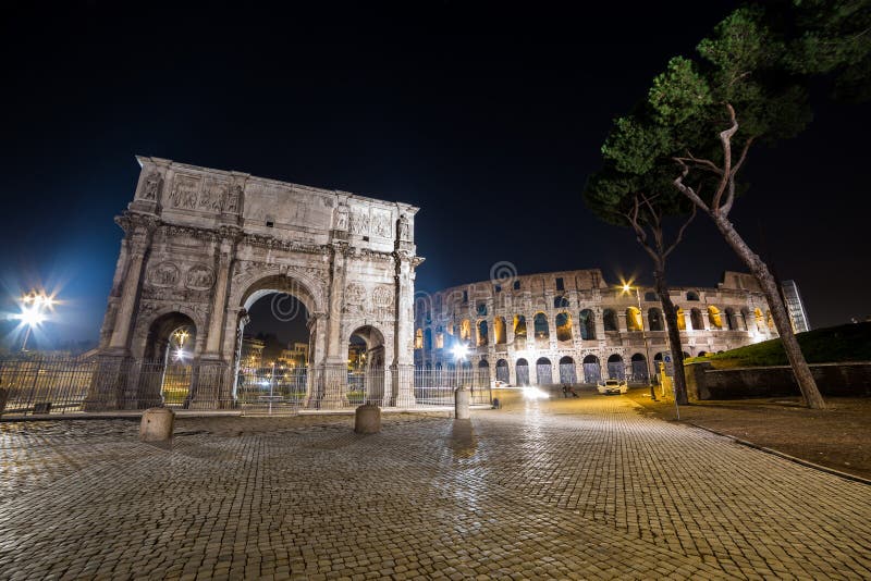 Colosseum and Arch of Constantine in Rome, Italy