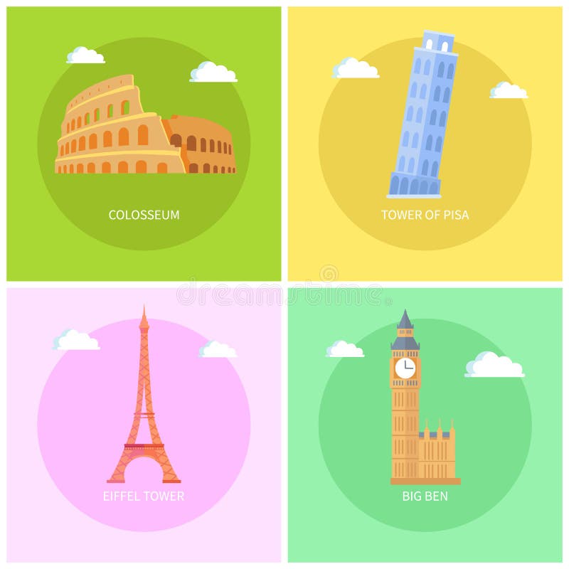 Colosseum e ilustração do vetor da torre Eiffel ilustração royalty free Colosseum e ilustração do vetor da torre Eiffel ilustração royalty free