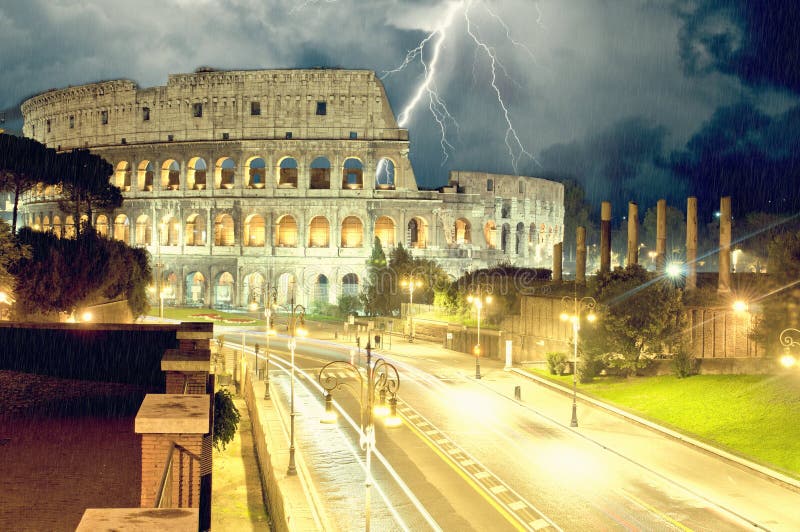 Thunders and rain Colosseum Italy. Thunders and rain Colosseum Italy