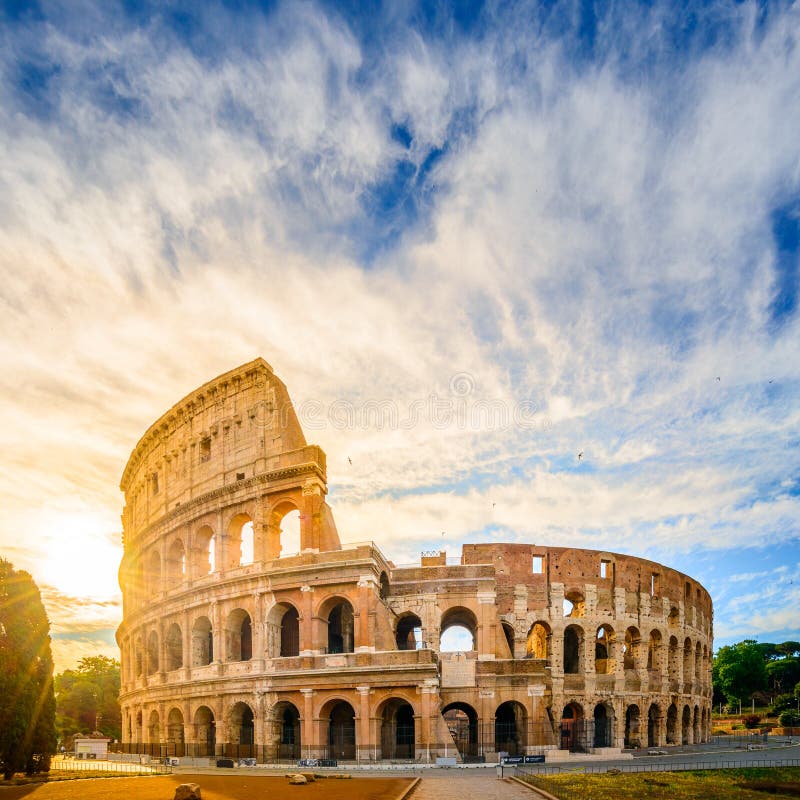 Colosseum at sunrise, Rome. Rome architecture and landmark.