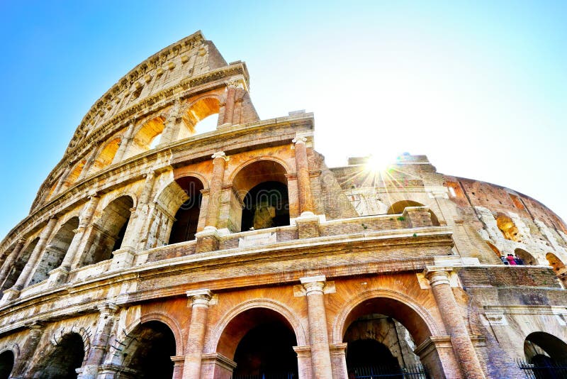 View of Colosseum in a sunny day in Rome, Italy. View of Colosseum in a sunny day in Rome, Italy