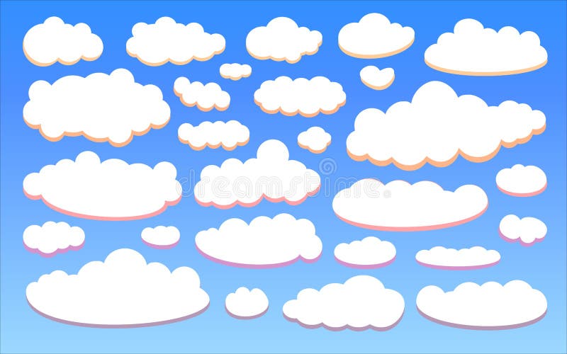 Colour clouds isolated on blue sky background set. Vector royalty free illustration Colour clouds isolated on blue sky background set. Vector royalty free illustration