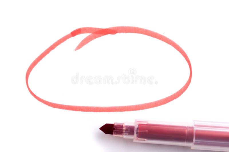 Colour Highlighter Pen Drawing a Circle Isolated on White Background with  Real Shadow Stock Photo - Image of drawing, doodle: 137998236