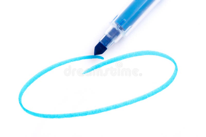 Colour Highlighter Pen Drawing a Circle Isolated on White Background with  Real Shadow Stock Photo - Image of drawing, doodle: 137998236