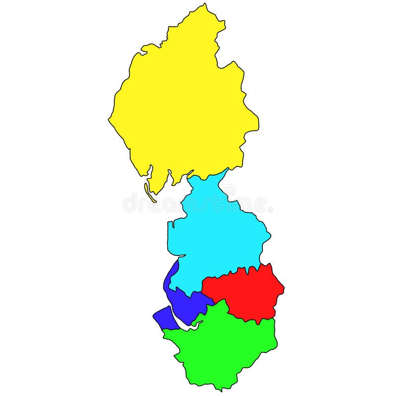 3d Map of England with Borders of the Ceremonial Counties and Different