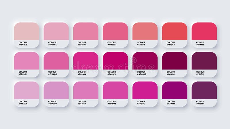 Colour Palette Catalog Samples Pink in RGB HEX. Neomorphism Vector Stock  Vector - Illustration of coloring, colorful: 214082293