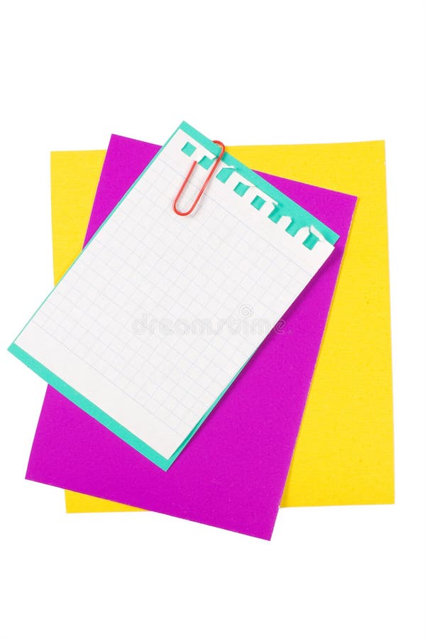 Colour paper with a paper clip