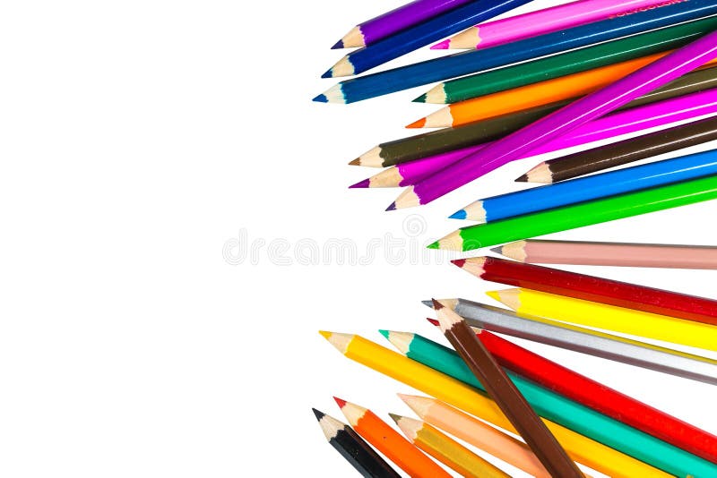 Colour pencils isolated on white background