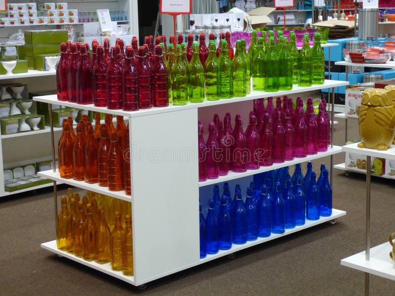 Coloured Bottles in Shop Display Editorial Image Image of hypermarket