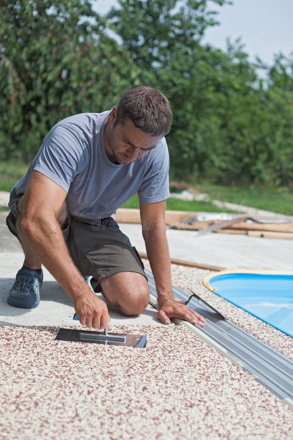 Coloured Concrete Around Pool Stock Photo Image of gray, closeup
