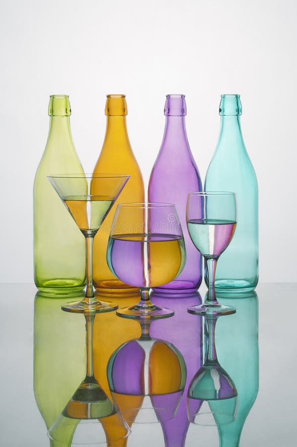 Coloured glass bottles stock image. Image of alcohol 171435387