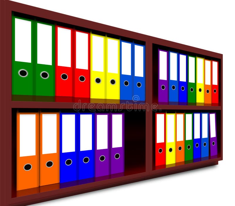 Coloured office binders stock illustration. Illustration of object