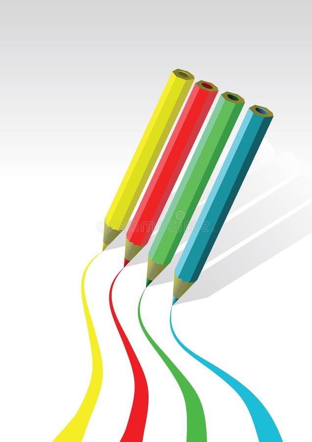 Colour Pencils Drawing Lines. Stock Illustration Illustration of