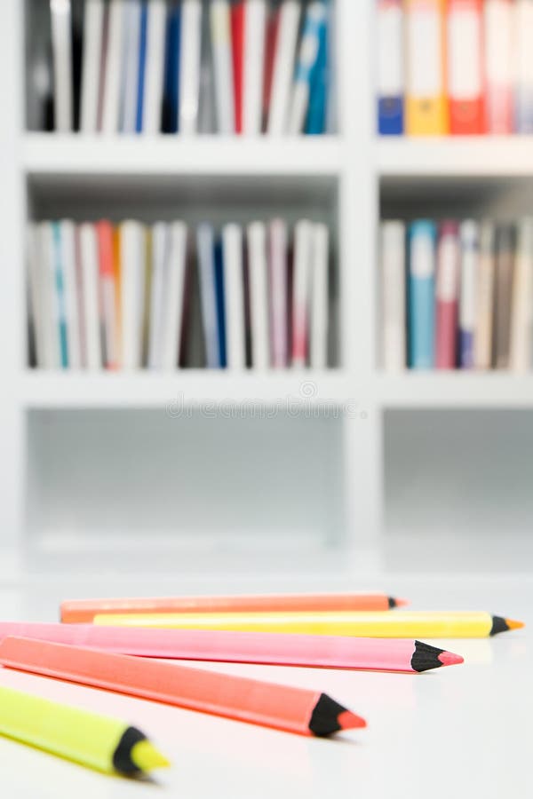 Coloured pencils in office stock images Coloured pencils in office stock images