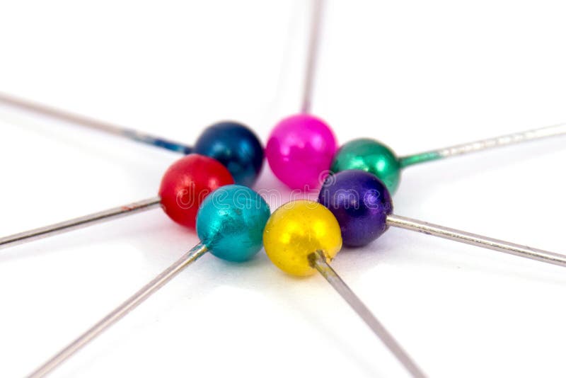 Coloured Sewing Pins on a White Background Stock Image Image of pink