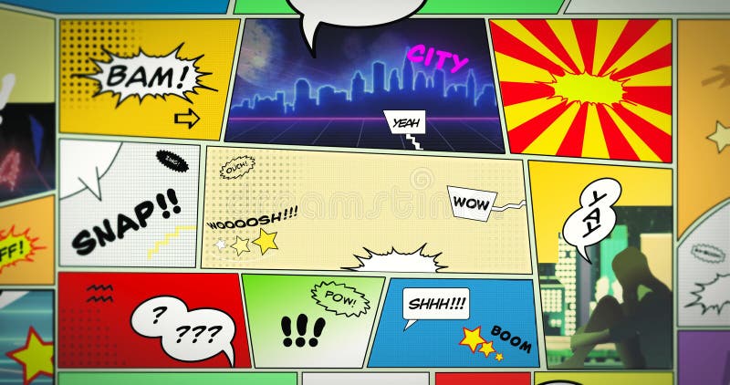 Colourfrul pictures and text of comic Strip Background