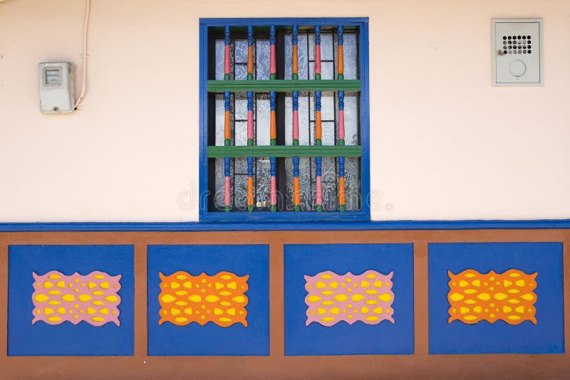 Colourful architecture in Guatape, Colombia stock images.