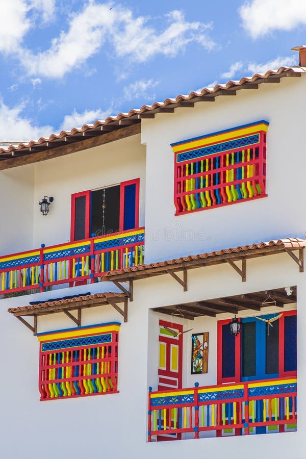 Colourful architecture in Guatape, Colombia royalty free stock photography.