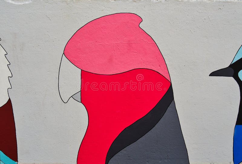 Colourful Galah Bird Graffiti Art, Bondi Beach, Australia royalty free stock photos Colourful Galah Bird Graffiti Art, Bondi Beach, Australia royalty free stock photos