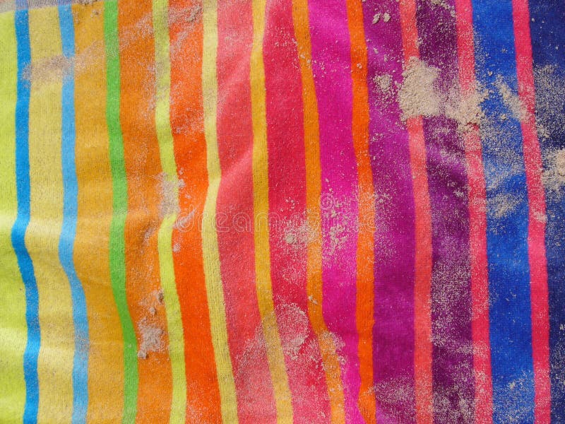 Colourful Beach Towel with Sand Stock Photo Image of cotton, colorful