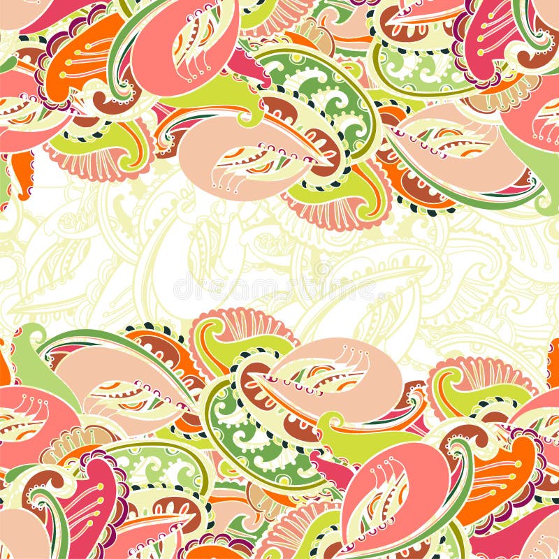 Colourful bezszwowa indianina Paisley granica ilustracji Colourful bezszwowa indianina Paisley granica ilustracji