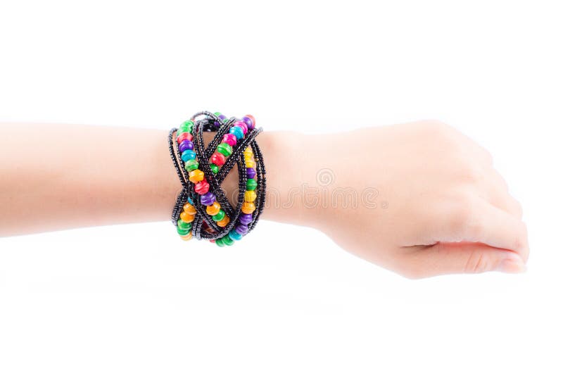 Colourful Bracelets On Female Hand Stock Photo Image of bright, glamour 53185120