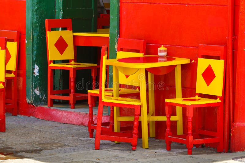 Colourful chairs and tables