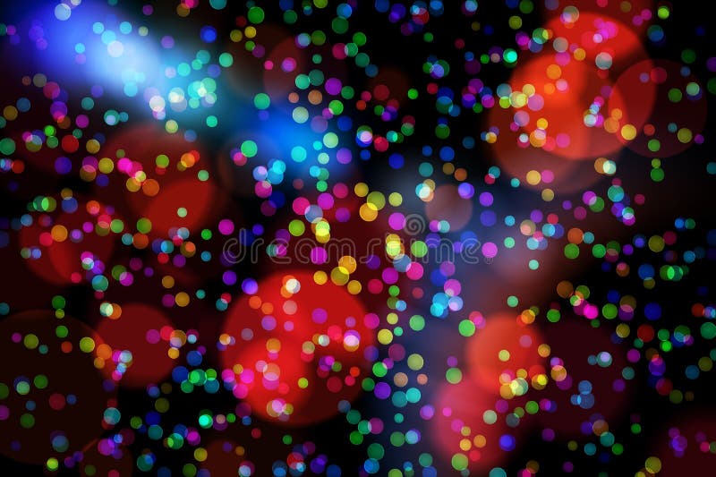 Colourful glowing dots on black vector illustration