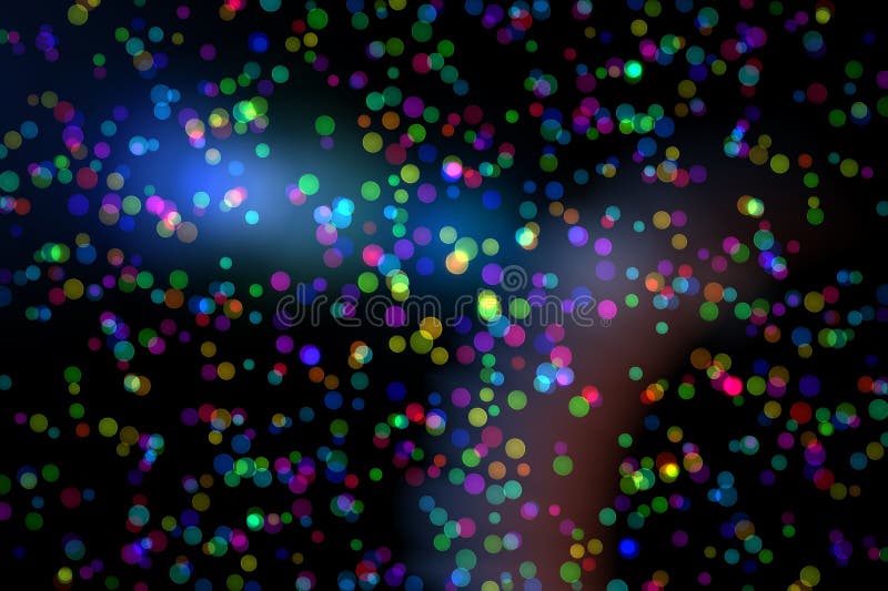 Colourful glowing dots on black royalty free illustration