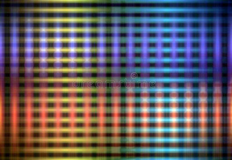 Colourful glowing lights grid pattern stock illustration