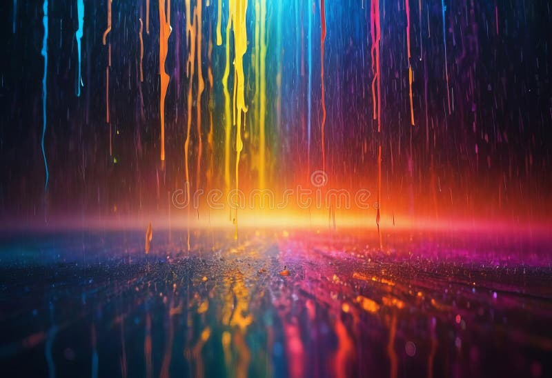 Colourful, glowing rain art background banner royalty free illustration