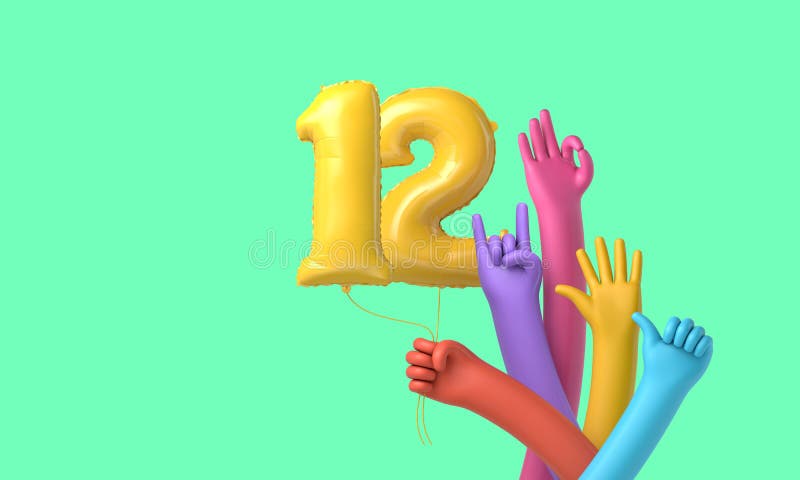 Happy 12Th Birthday Gold Surprise Balloon Box Rendering Stock Photo by  ©InkDropCreative 241373742