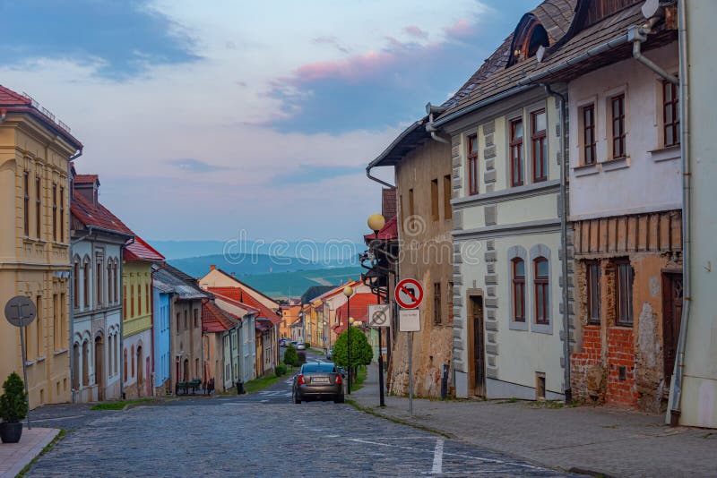 Colourful houses in levoca slovakia slovakiaimage stock fotografie