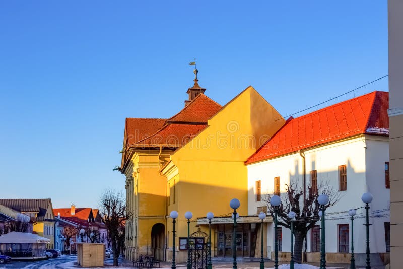 Colourful houses on the Main street of Kezmarok, Slovakia, a small town in Spis region