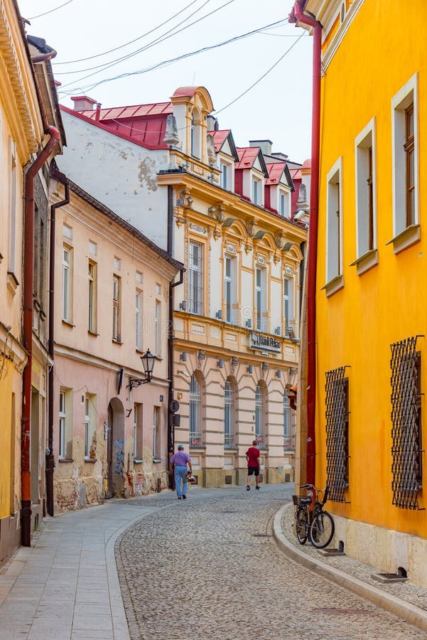 Colourful houses in tarnow poland polandimage stock afbeeldingen