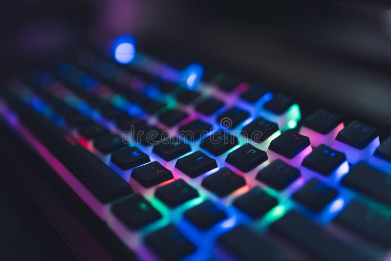 Colourful Illuminated Gamer Keyboard with Black Push-bottoms. Red ...