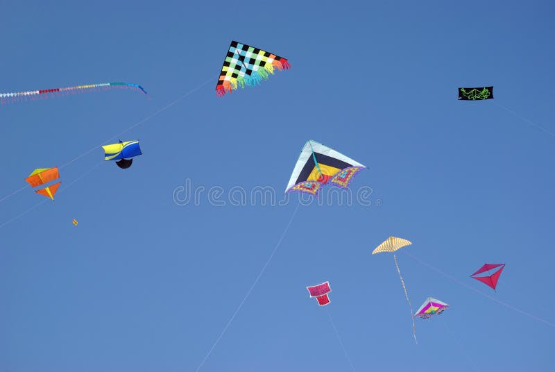 Colourful kites in sky stock photo. Image of activity 13815226